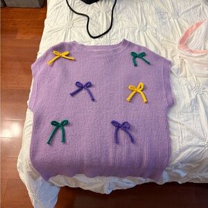 Mardi Gras Purple Sweater Vest with Bows